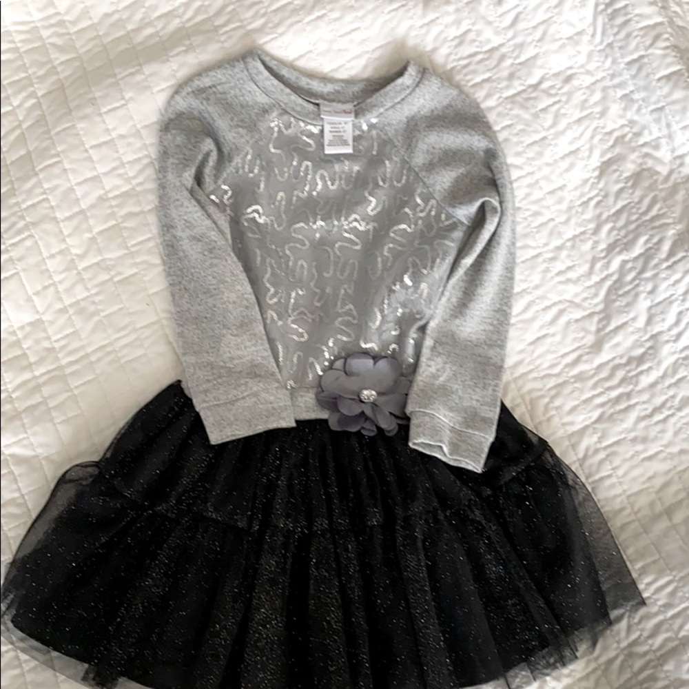 Holiday Sparkle Tutu Dress with Flower